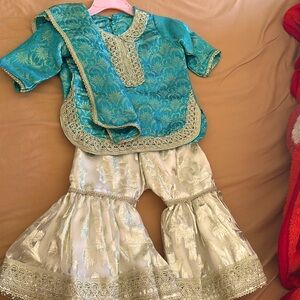 Elegant Teal and Cream Kids Matching Set